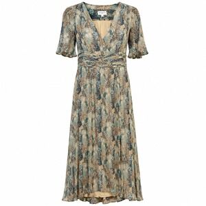 Maison 123 Quiet Luxury Midi Dress Women Small Romantic Balletcore Silk Blend